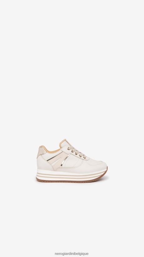 chaussure être NeroGiardini fille art. baskets en cuir i332711f osso F2F08N462