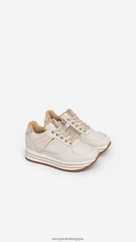 chaussure être NeroGiardini fille art. baskets en cuir i332711f osso F2F08N462