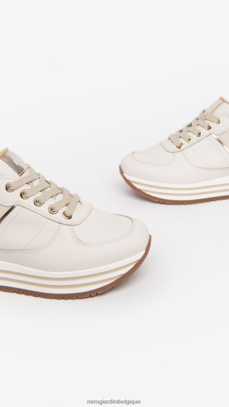chaussure être NeroGiardini fille art. baskets en cuir i332711f osso F2F08N462