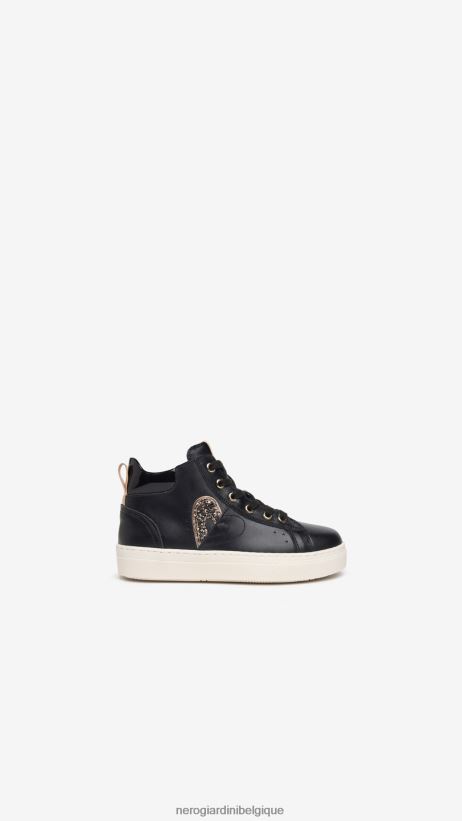 chaussure être NeroGiardini fille art. baskets en cuir i332721f noir F2F08N463