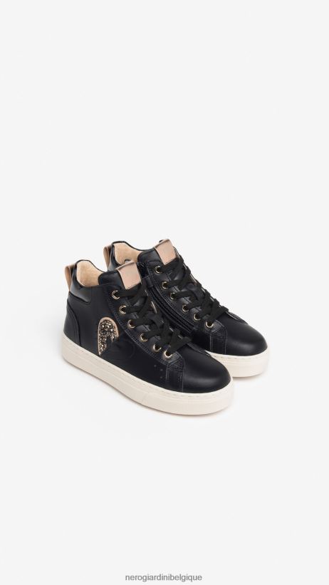 chaussure être NeroGiardini fille art. baskets en cuir i332721f noir F2F08N463