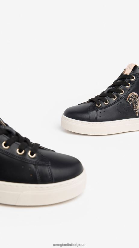 chaussure être NeroGiardini fille art. baskets en cuir i332721f noir F2F08N463