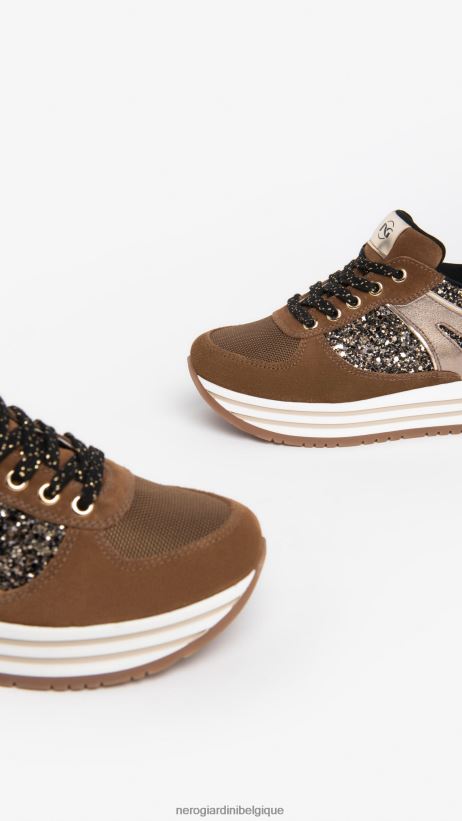 chaussure être NeroGiardini fille art. baskets i332710f en cuir et toile malto F2F08N461
