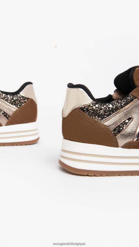 chaussure être NeroGiardini fille art. baskets i332710f en cuir et toile malto F2F08N461