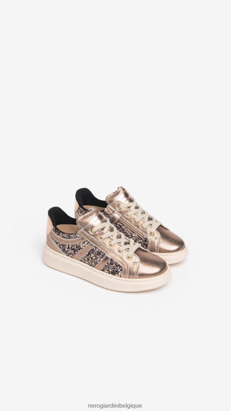 chaussure être NeroGiardini fille art. baskets i332731f en cuir et toile biscotto F2F08N469