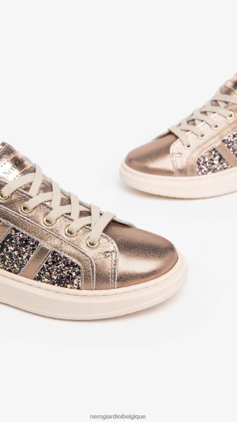 chaussure être NeroGiardini fille art. baskets i332731f en cuir et toile biscotto F2F08N469