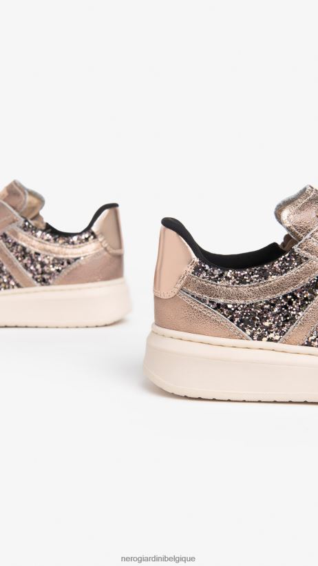 chaussure être NeroGiardini fille art. baskets i332731f en cuir et toile biscotto F2F08N469