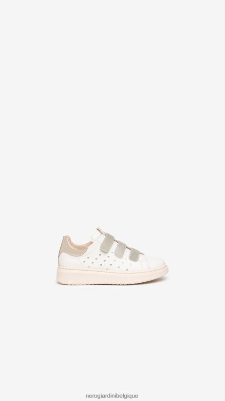 chaussure être NeroGiardini fille art. baskets i332732f en cuir et toile osso F2F08N470