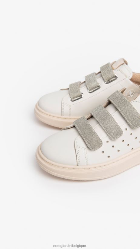 chaussure être NeroGiardini fille art. baskets i332732f en cuir et toile osso F2F08N470