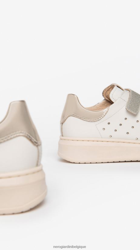 chaussure être NeroGiardini fille art. baskets i332732f en cuir et toile osso F2F08N470