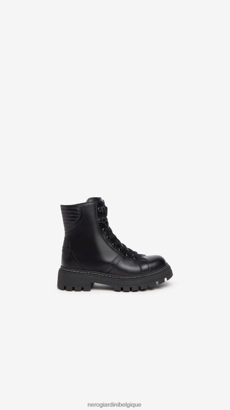 chaussure être NeroGiardini fille art. bottes militaires en cuir i332800f noir F2F08N480