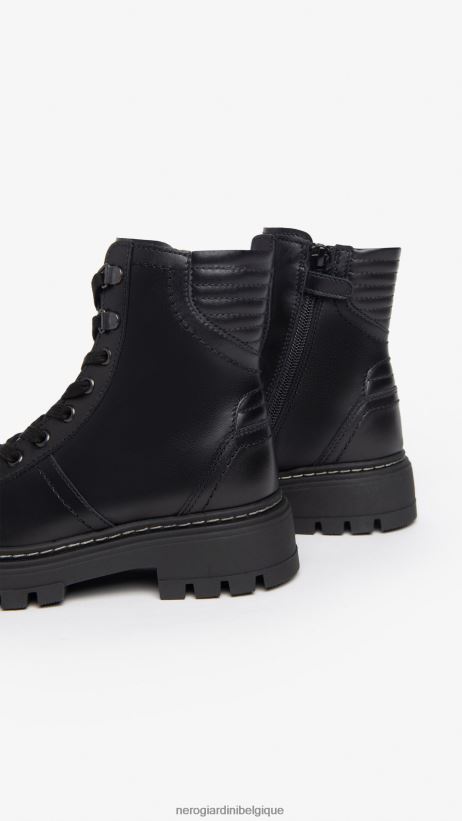chaussure être NeroGiardini fille art. bottes militaires en cuir i332800f noir F2F08N480