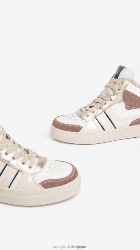 chaussure être NeroGiardini fille art. i332726f baskets en cuir cipria F2F08N467