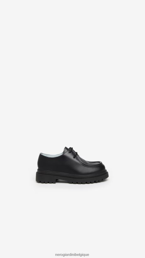 chaussure être NeroGiardini fille art. i332762f chaussures à lacets en cuir noir F2F08N493