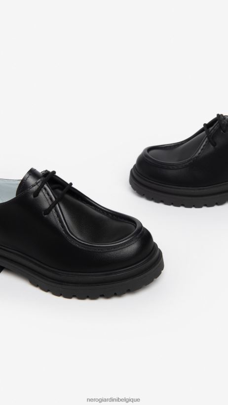 chaussure être NeroGiardini fille art. i332762f chaussures à lacets en cuir noir F2F08N493