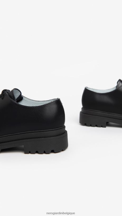 chaussure être NeroGiardini fille art. i332762f chaussures à lacets en cuir noir F2F08N493