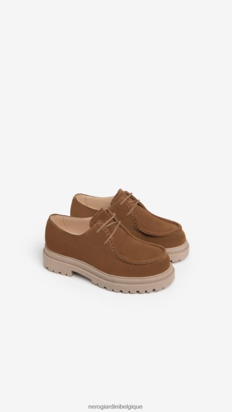 chaussure être NeroGiardini fille art. i332763f chaussures à lacets en cuir malto F2F08N494
