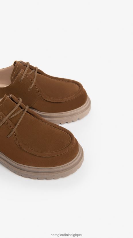 chaussure être NeroGiardini fille art. i332763f chaussures à lacets en cuir malto F2F08N494