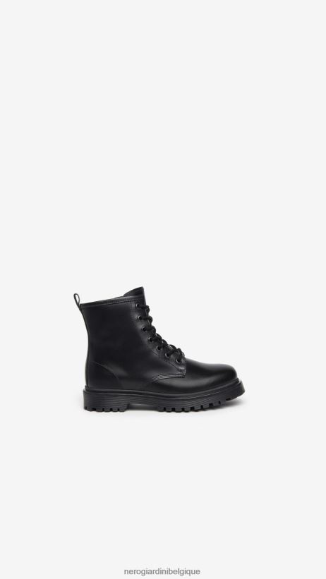 chaussure être NeroGiardini fille art. i332770f bottes de combat en cuir noir F2F08N476
