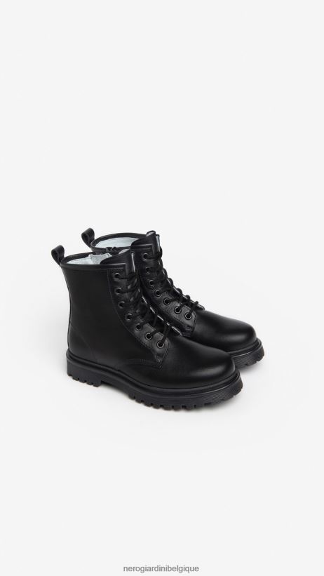 chaussure être NeroGiardini fille art. i332770f bottes de combat en cuir noir F2F08N476
