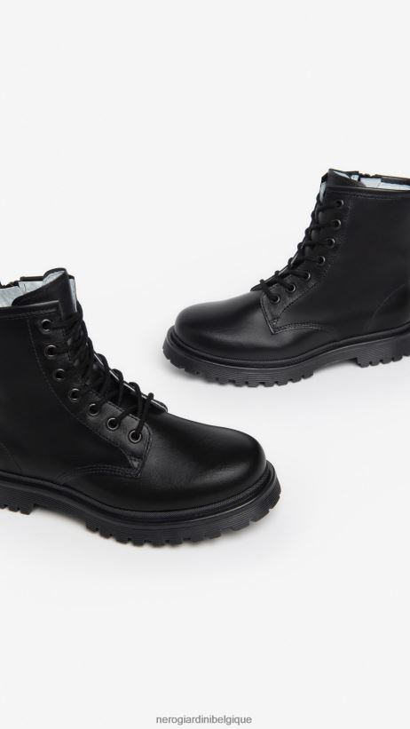 chaussure être NeroGiardini fille art. i332770f bottes de combat en cuir noir F2F08N476