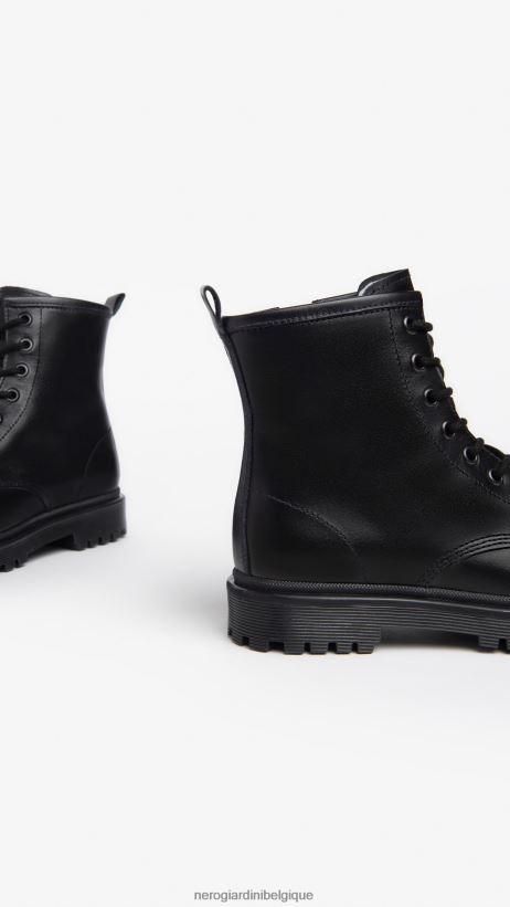 chaussure être NeroGiardini fille art. i332770f bottes de combat en cuir noir F2F08N476