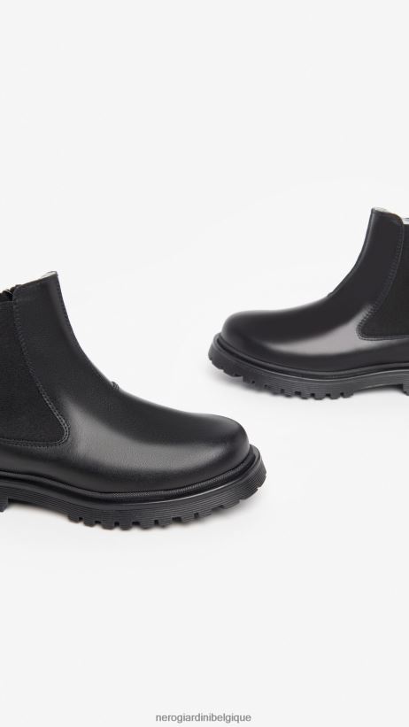 chaussure être NeroGiardini fille art. i332771f bottines chelsea en cuir noir F2F08N478