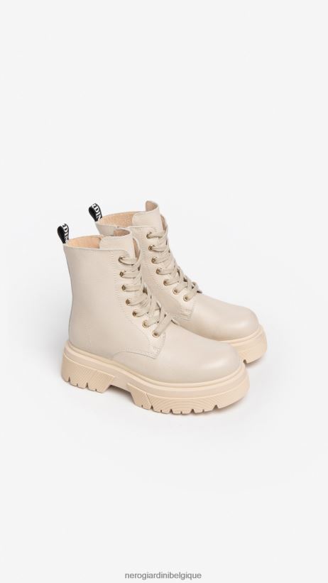 chaussure être NeroGiardini fille art. i332780f bottes de combat en cuir beige F2F08N482