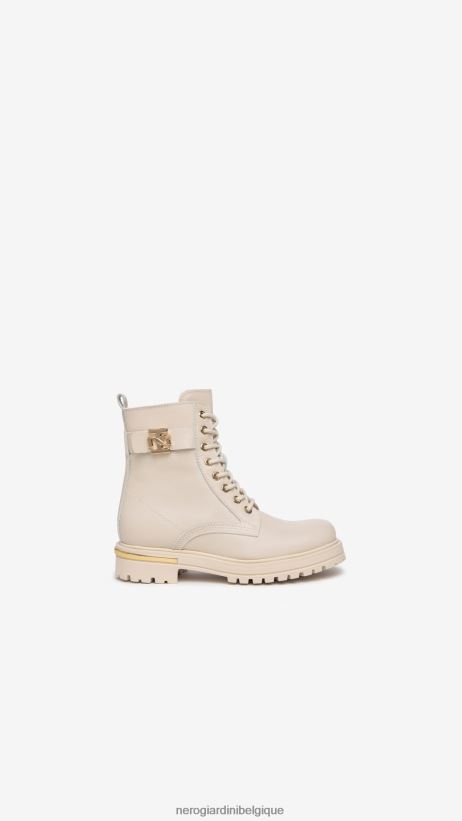 chaussure être NeroGiardini fille art. i332790f bottes de combat en cuir beige F2F08N486