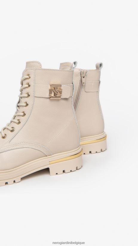 chaussure être NeroGiardini fille art. i332790f bottes de combat en cuir beige F2F08N486