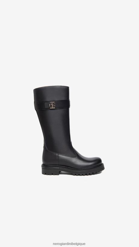 chaussure être NeroGiardini fille art. i332794f bottes en cuir noir F2F08N491
