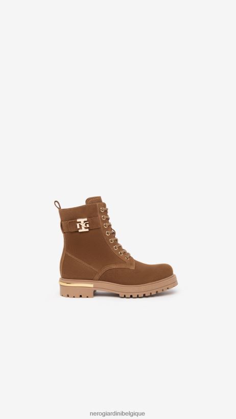 chaussure être NeroGiardini fille art. i332798f bottes de combat en cuir malto F2F08N487
