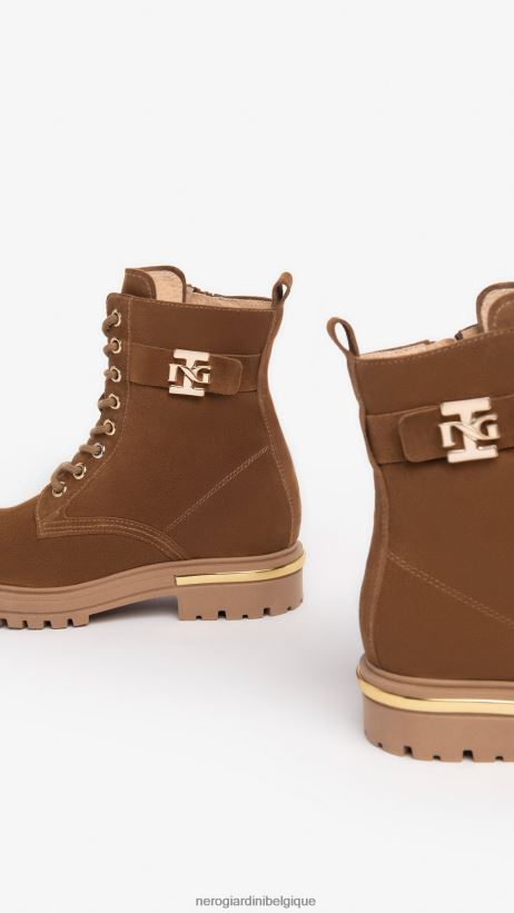 chaussure être NeroGiardini fille art. i332798f bottes de combat en cuir malto F2F08N487