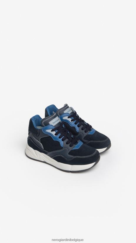 chaussure être NeroGiardini garçon art. baskets en cuir et toile i334501m incantant F2F08N443