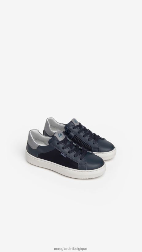 chaussure être NeroGiardini garçon art. baskets en cuir et toile i334520m incantant F2F08N447