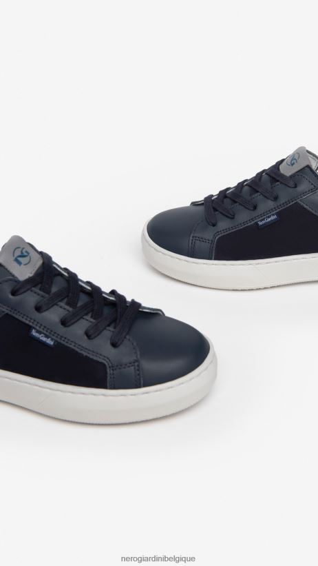 chaussure être NeroGiardini garçon art. baskets en cuir et toile i334520m incantant F2F08N447