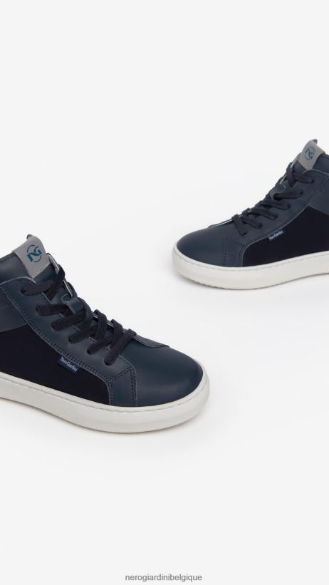 chaussure être NeroGiardini garçon art. baskets en cuir et toile i334521m incantant F2F08N446