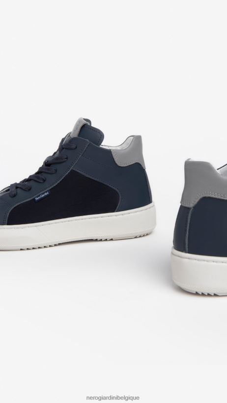 chaussure être NeroGiardini garçon art. baskets en cuir et toile i334521m incantant F2F08N446