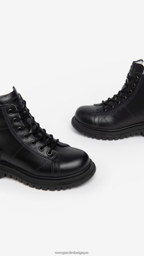 chaussure être NeroGiardini garçon art. bottes militaires en cuir i334562m noir F2F08N453