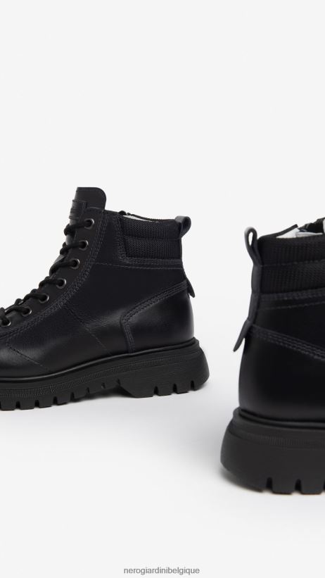 chaussure être NeroGiardini garçon art. bottes militaires en cuir i334562m noir F2F08N453