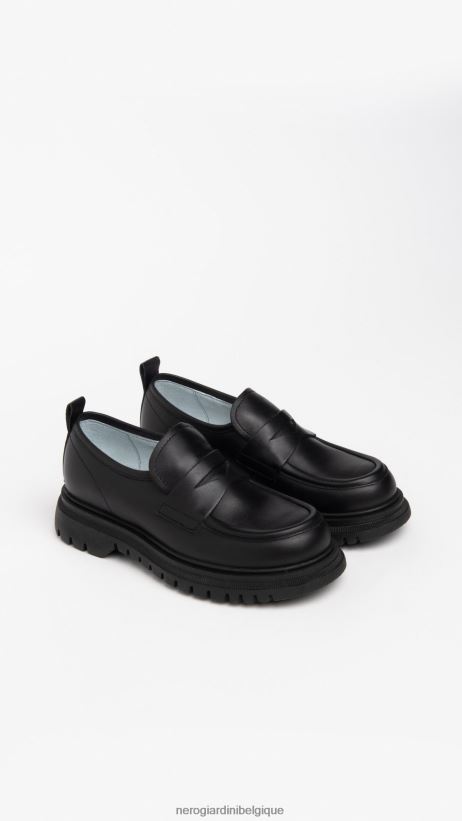 chaussure être NeroGiardini garçon art. i334560m mocassins en cuir noir F2F08N452
