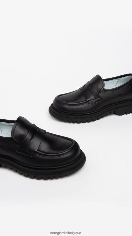 chaussure être NeroGiardini garçon art. i334560m mocassins en cuir noir F2F08N452