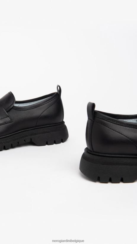 chaussure être NeroGiardini garçon art. i334560m mocassins en cuir noir F2F08N452