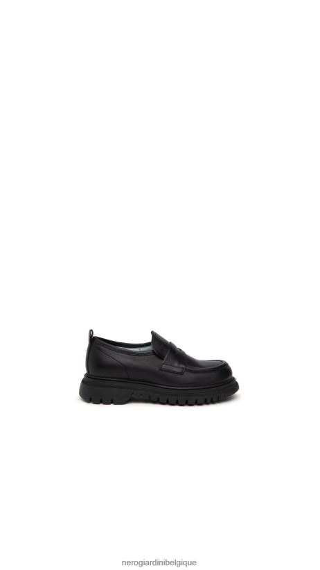 chaussure être NeroGiardini garçon art. i334560m mocassins en cuir noir F2F08N452