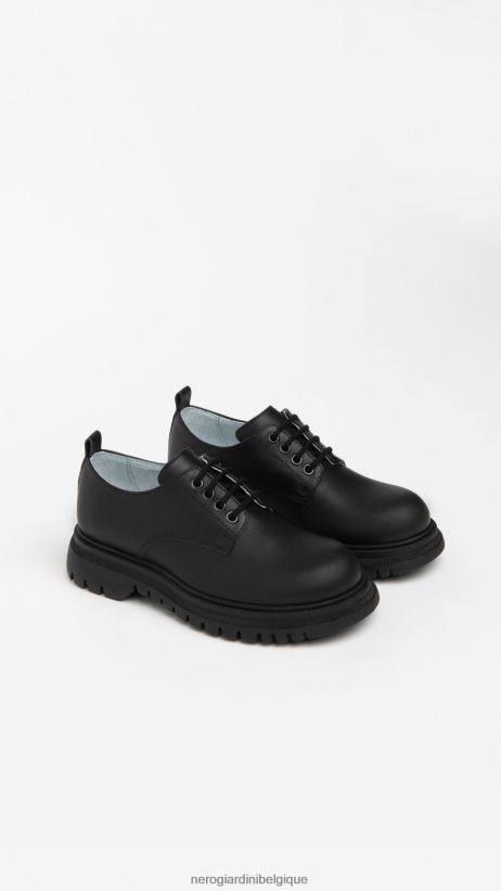 chaussure être NeroGiardini garçon art. i334561m chaussures à lacets en cuir noir F2F08N451