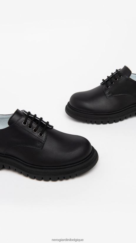 chaussure être NeroGiardini garçon art. i334561m chaussures à lacets en cuir noir F2F08N451