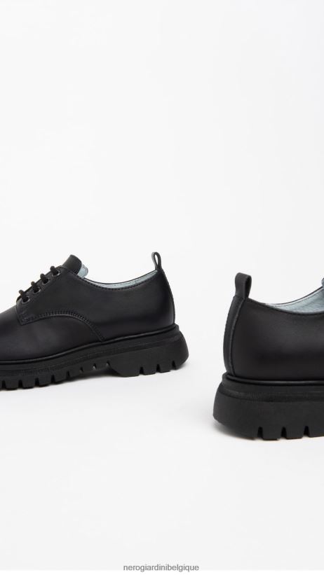 chaussure être NeroGiardini garçon art. i334561m chaussures à lacets en cuir noir F2F08N451