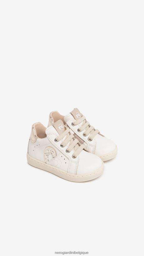 chaussure être NeroGiardini fille art. i322520f baskets en cuir junior osso F2F08N398