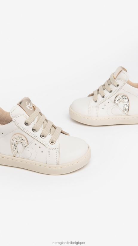 chaussure être NeroGiardini fille art. i322520f baskets en cuir junior osso F2F08N398
