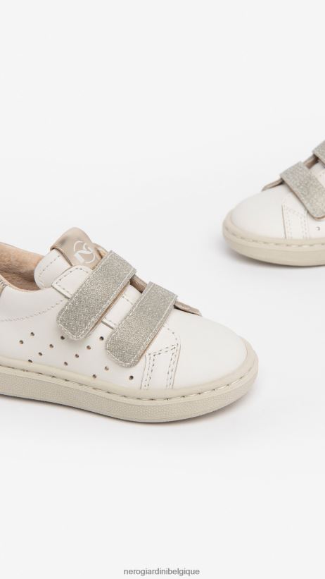 chaussure être NeroGiardini fille art. i322532f baskets junior en cuir et toile osso F2F08N400